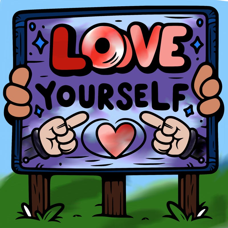 a sign where it is written: love yourself