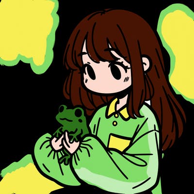 girl with long hair and a oversized shirt. and she is holding a frog