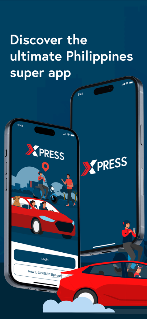 Xpress - Moto & Car Taxi - Xpress mobile app interface for motorcycle and car taxi services in the Philippines