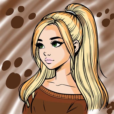 realistic girl with a high ponytail