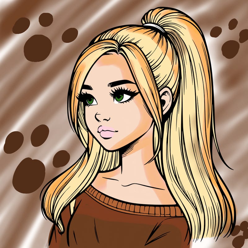 realistic girl with a high ponytail