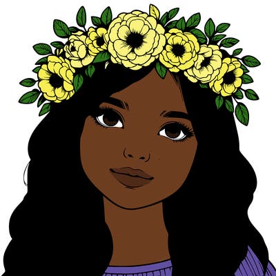 realistic girl with flower crown