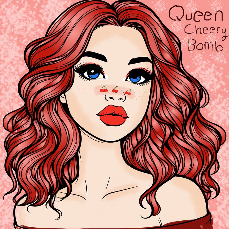 realistic girl with wavy hair and lips