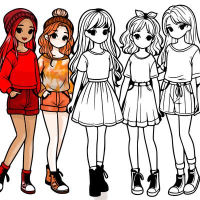 a group of five girls