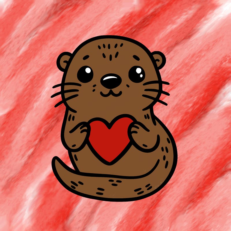 otter with a heart