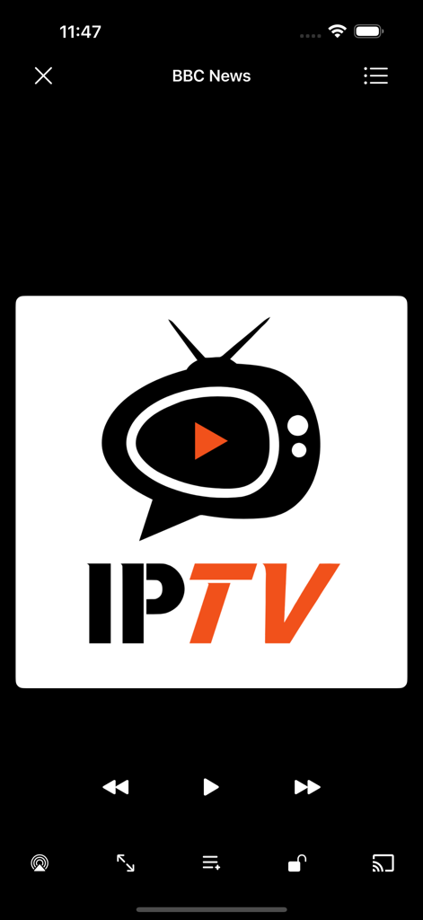 IPTV Cast - IPTV Cast mobile app media player interface showing playback controls and casting features