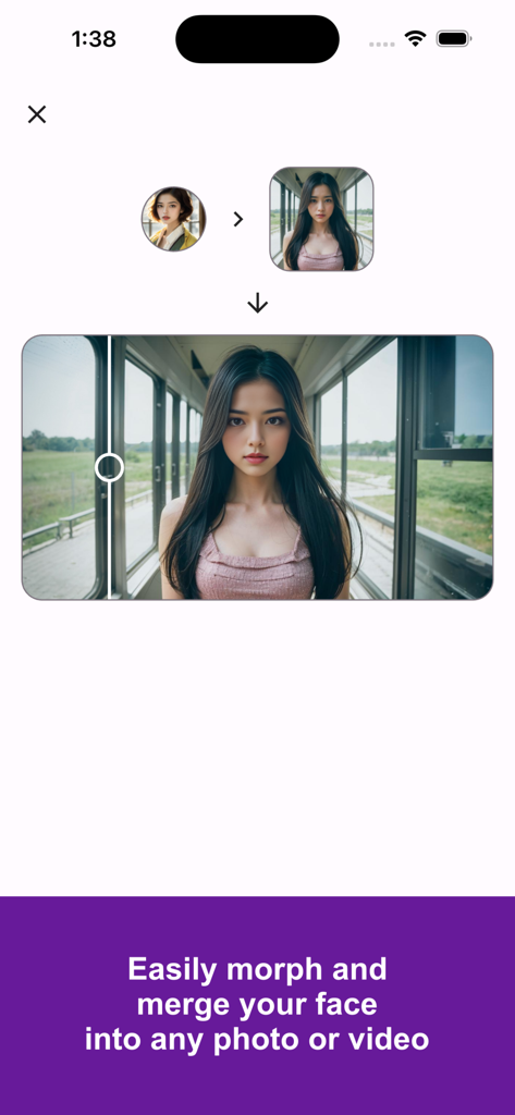Interface do aplicativo FaceTool mostrando o recurso para morphar e mesclar rostos em fotos