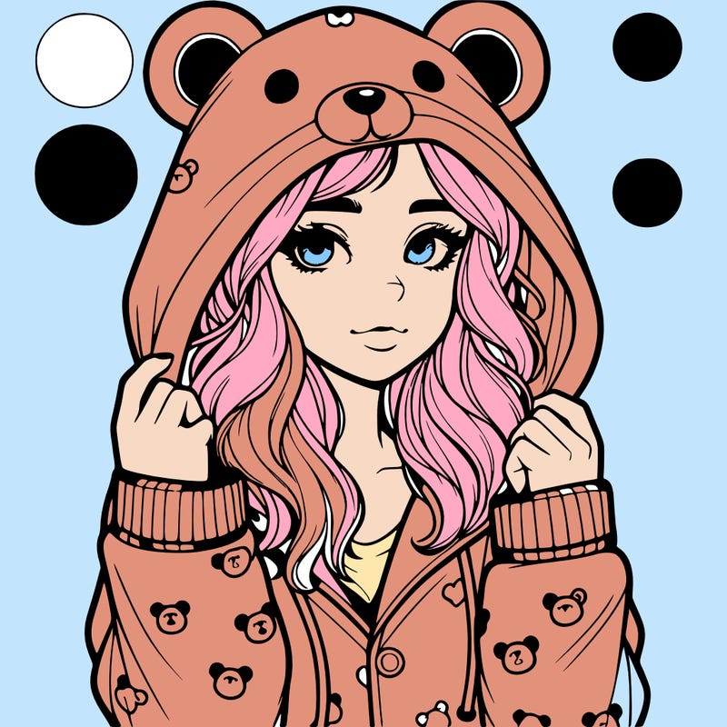 realistic girl in a animal pjs hoodie