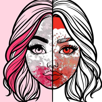 realistic girl split half