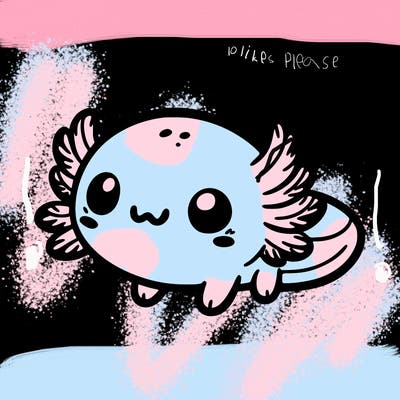 cute easy baby axolotl