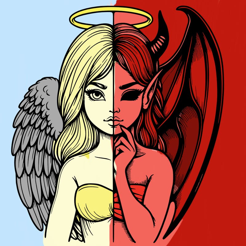 realistic angel half demon