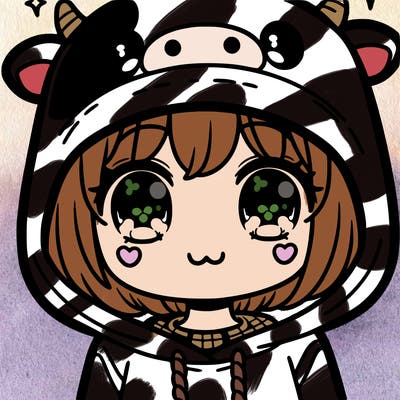 kawaii girl with cow hoodie