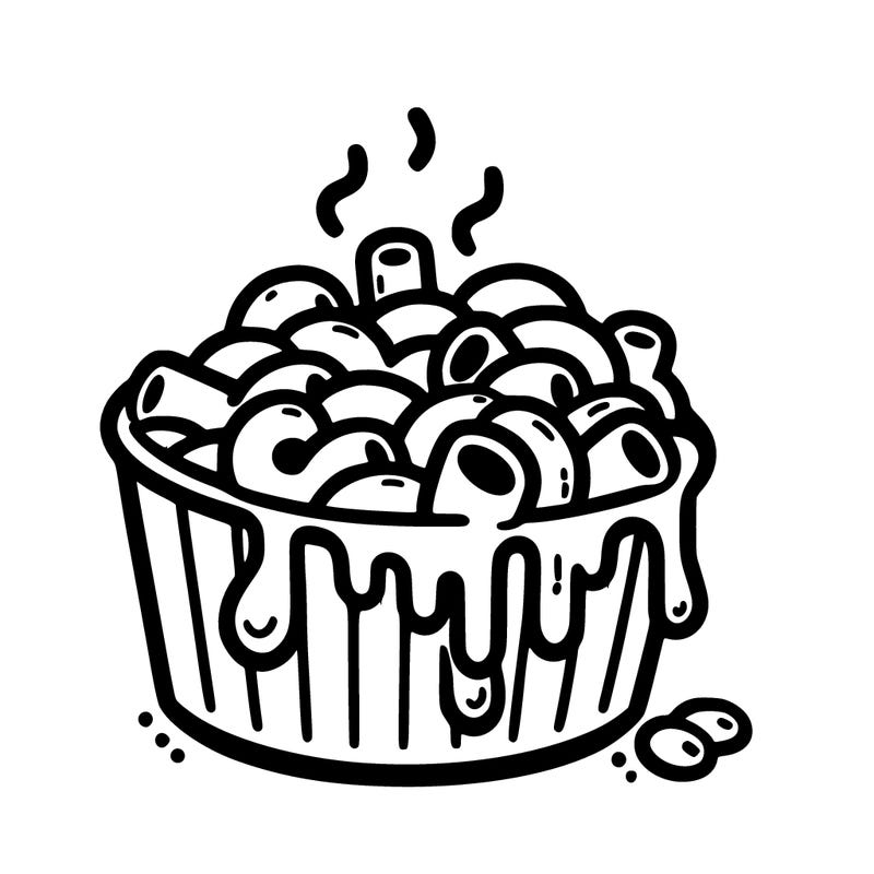 mac and cheese: with melted cheese dripping