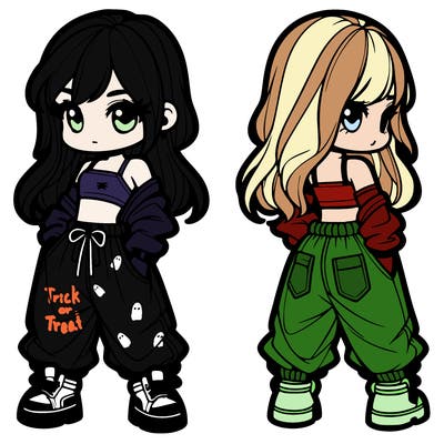 girl in crop top and baggy pants