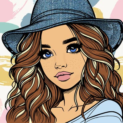 realistic girl with hat