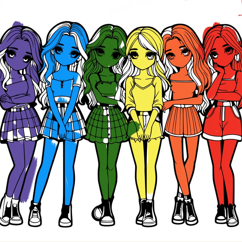 a group of girls realistic