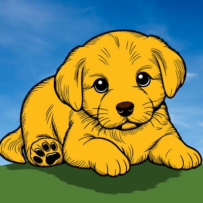 a cute realistic puppy