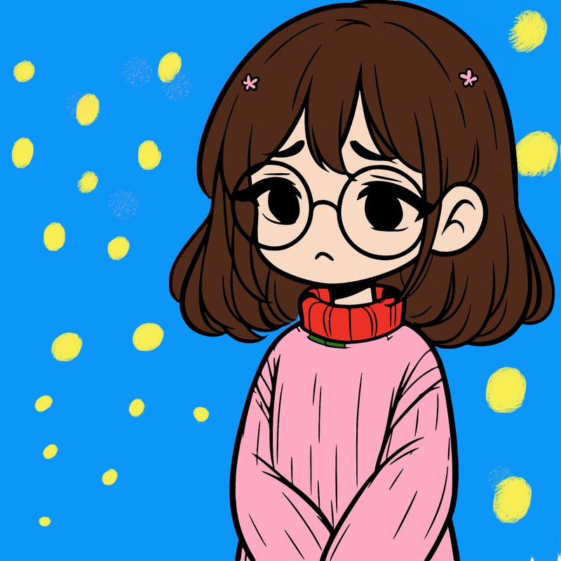 sad girl with glasses in a sweater