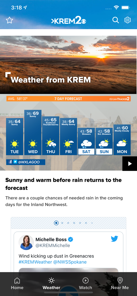 Spokane News from KREM - 7-day local weather forecast on the KREM 2 Spokane news app