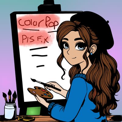 realistic girl artist painting a blank canvas