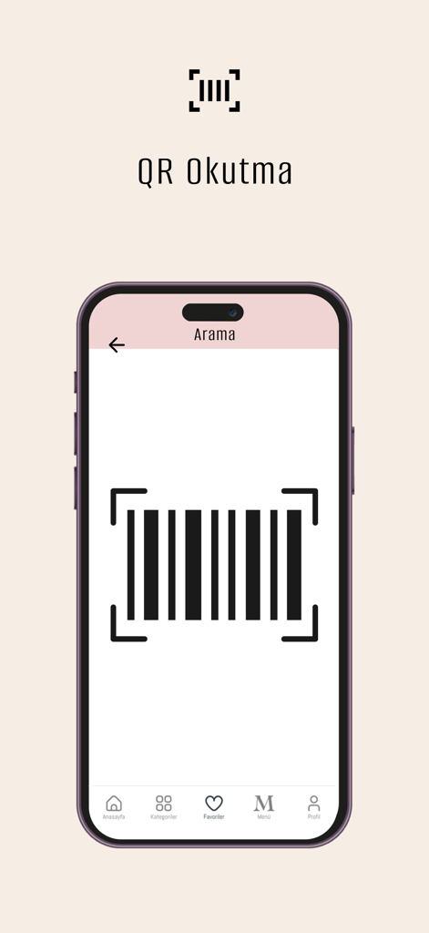 Madame Coco - 店舗製品検索用のQRコードとバーコードスキャン機能を表示するマダム・ココアプリのスクリーンショット