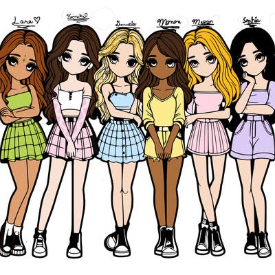 a group of girls realistic