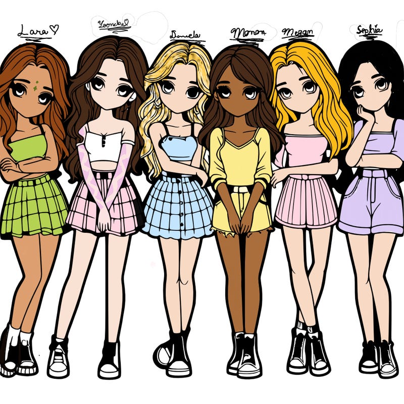 a group of girls realistic