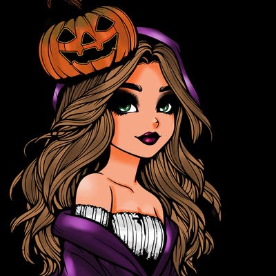 realistic  girl with  a halloween themed look