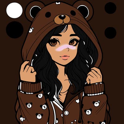 realistic girl in a animal pjs hoodie