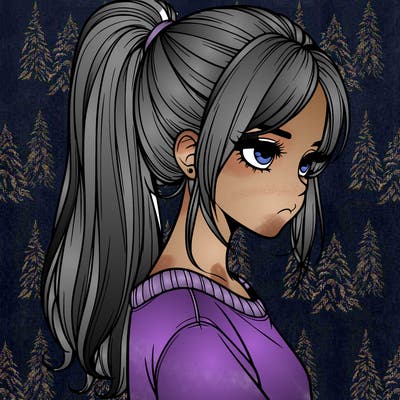 realistic girl in a ponytail thats moody