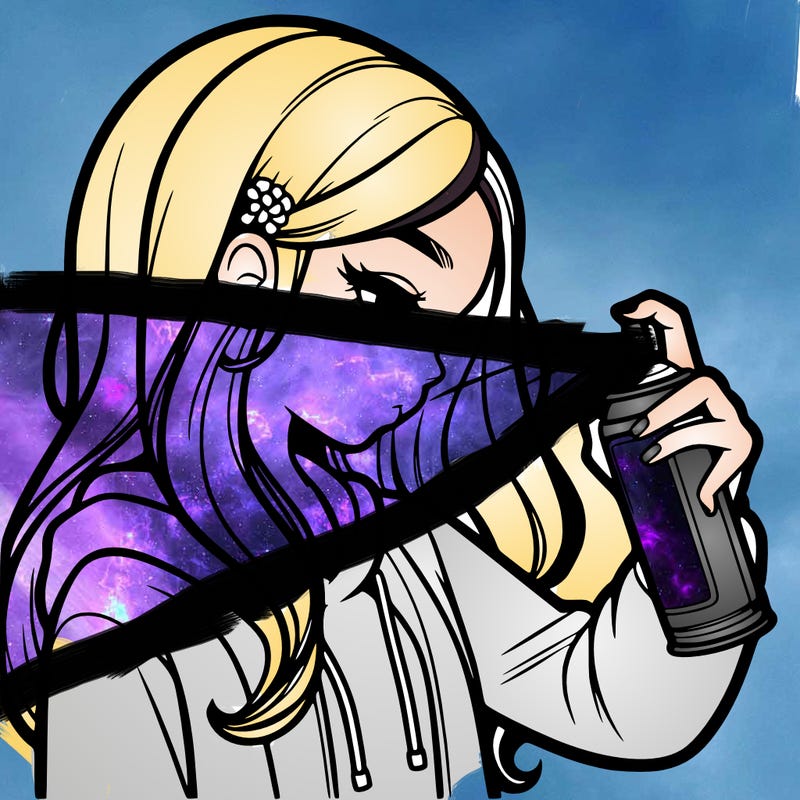 a realistic girl spray painting