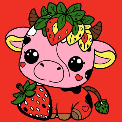 cute strawberry cow