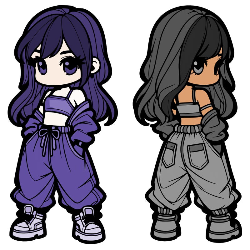 girl in crop top and baggy pants