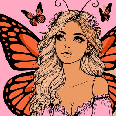 butterfly fairy realistic girl