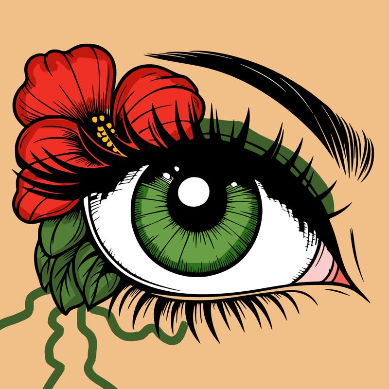 realistic eye with flower