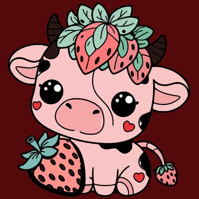 cute strawberry cow