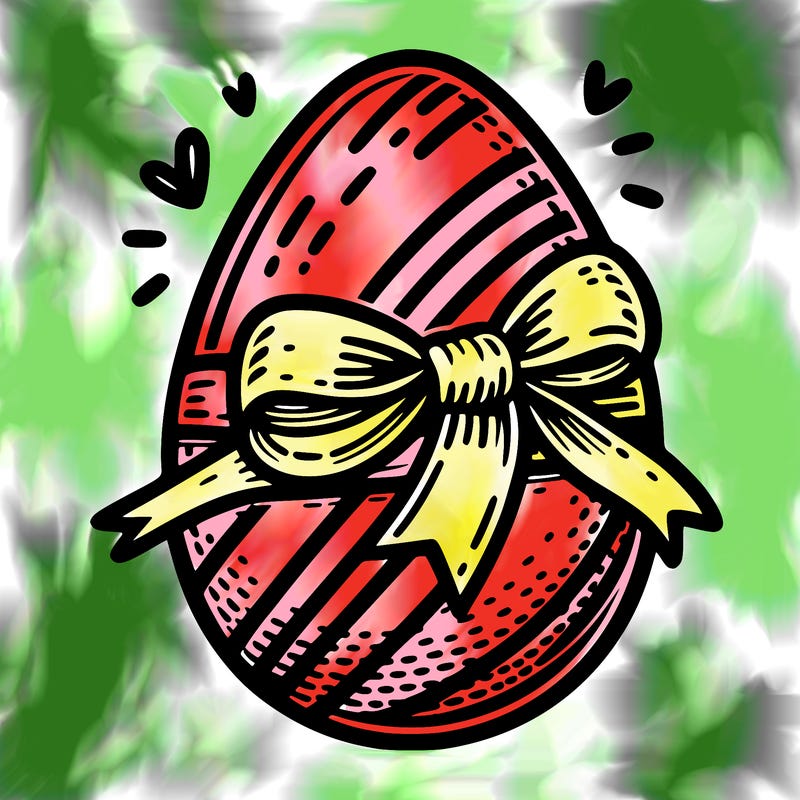 large chocolate egg with ribbon