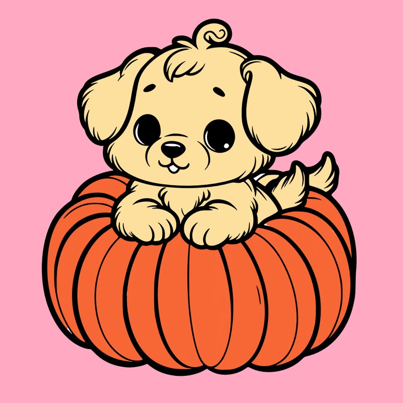 cute little puppy in a pumpkin