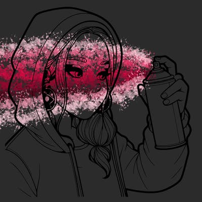 a realistic girl, spray painting