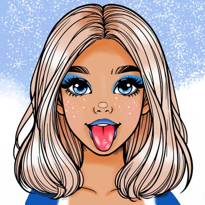 realistic girl with her tongue out