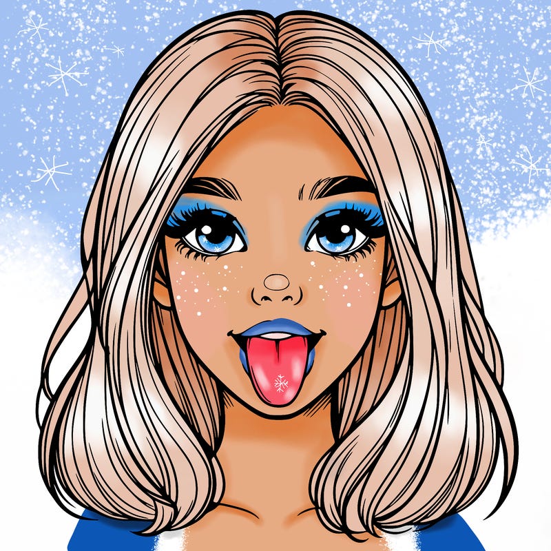 realistic girl with her tongue out