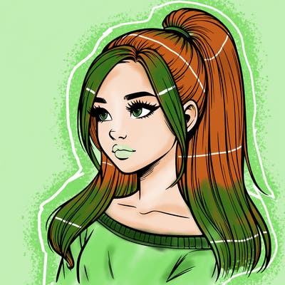 realistic girl with a high ponytail