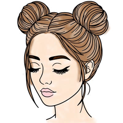woman with hair buns