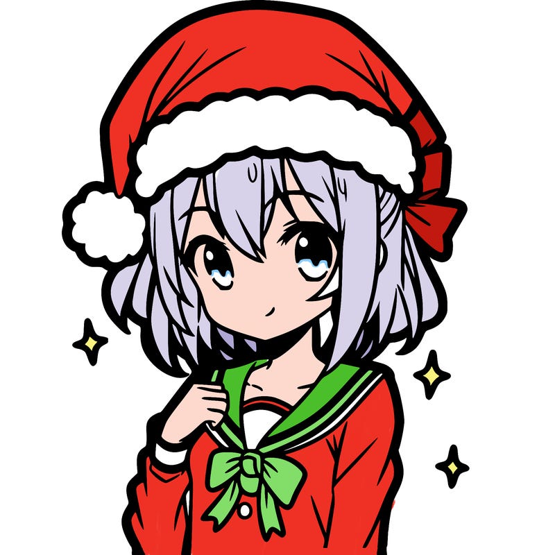 anime girl wearing a santa hat