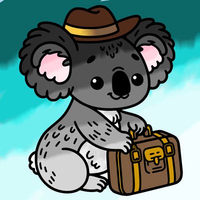 koala with a tiny suitcase