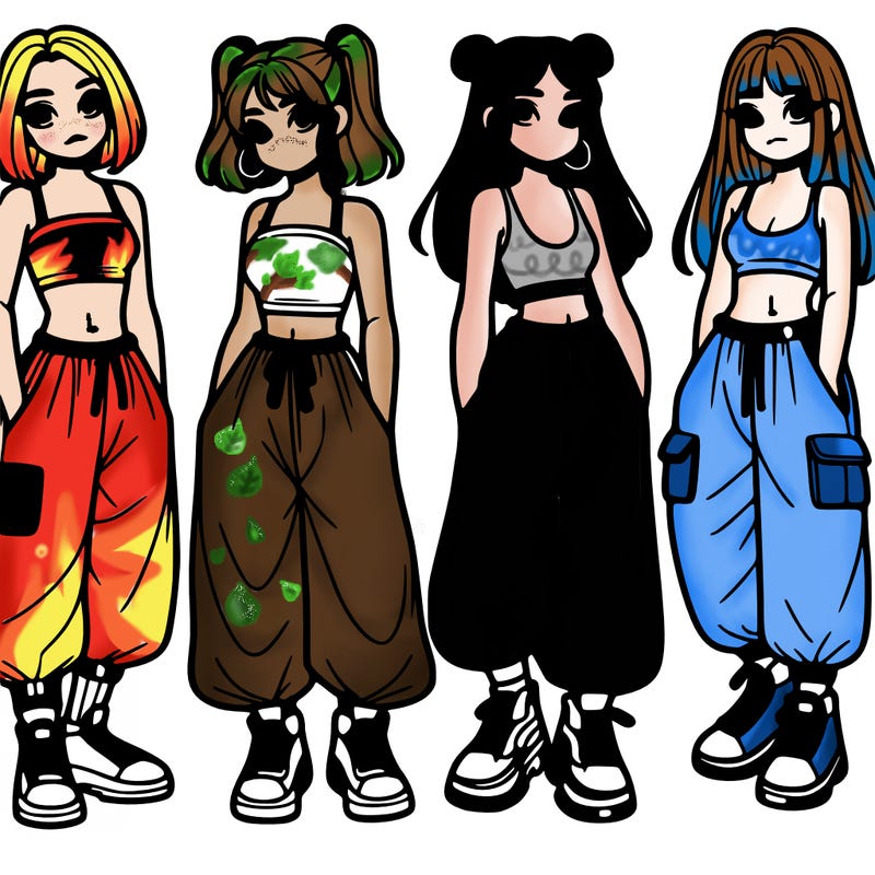 girls with crop top with baggy pants