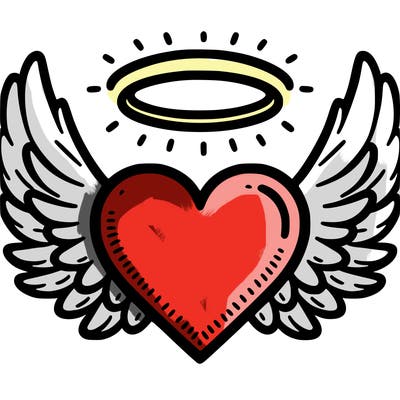 heart with wings and a halo