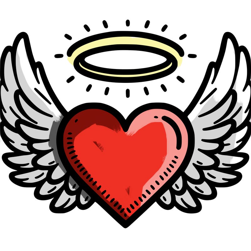 heart with wings and a halo