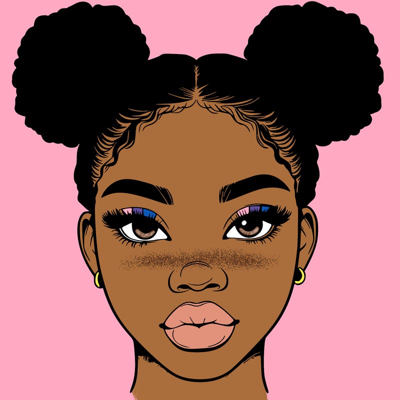 realistic black woman with two buns