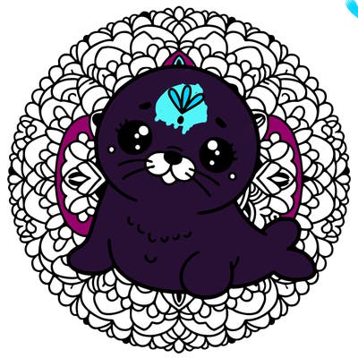 a cute baby seal mandala